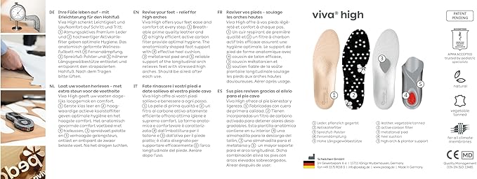 Pedag Viva High | Extra High Arch Support | Made in Germany | for Plantar Fasciitis | Metatarsal Support | Tan | Women US 12/ Men 9/ EU 42