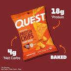 Quest Nutrition Nacho Cheese Tortilla Style Protein Chips, 18g Protein, 4g Net Carb, Low Carb, Gluten Free, 1.1 oz (Pack of 4)