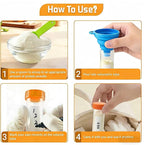 Protein Powder Travel Container Set,Reusable Powder Supplement Container To Go, 4x50ml & 4x100ml Tubes With Large Zip Bags, Portable Supplement Storage Containers with Funnel, Spoon，for Fitness, Work