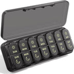 Weekly Pill Organizer 7 Day AM PM - Travel Pill Box 2 Times a Day with One-Hand Easy-Open Lid, 14 Compartments Portable Medicine Case for Daily Vitamins, Fish Oil, Pills and Supplements