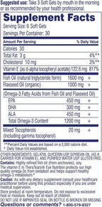 TheraTears Omega 3 Supplement for Eye Care,1200mg Fish Oil and Organic Flaxseed Oil with Vitamin E,180 Count (Pack of 2)