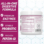 PEScience Complete-GI Gut Health Powder, Probiotics for Women and Men, Digestive Enzymes, Prebiotic Fiber, L-Glutamine, Pepzin GI Zinc Carnosine - Unflavored, 30 Servings