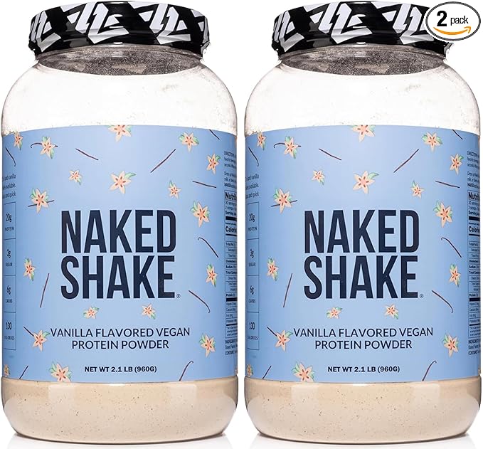NAKED Shake - Vanilla Protein Powder - Plant Based Protein Shake with Mct Oil, Gluten-Free, Soy-Free, No Gmos Or Artificial Sweeteners - 30 Servings (Pack of 2)