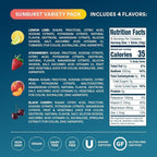 DripDrop Hydration Packets - Sunburst Variety Pack - Single Serve Electrolytes Powder Drink Mix - Lemon Lime, Strawberry, Peach, Black Cherry - Non-GMO, Gluten Free, Vegan - 16 Sticks