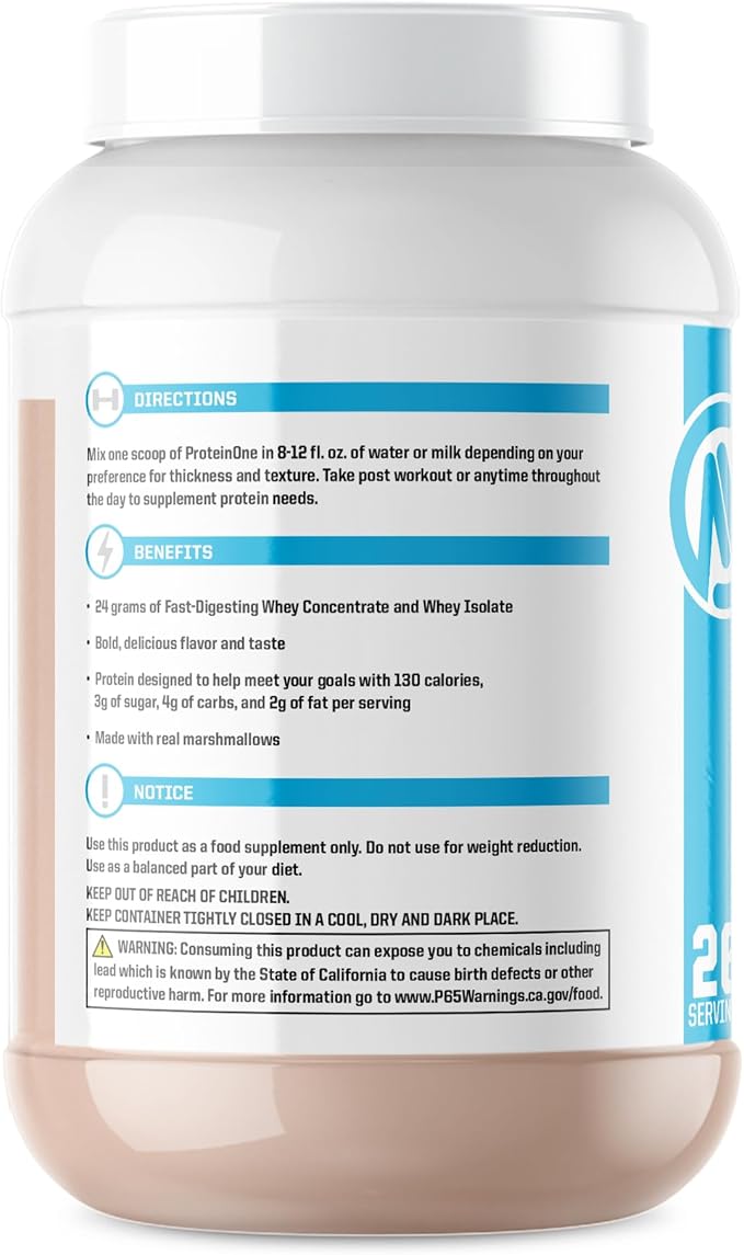 NutraOne ProteinOne Whey Protein Promote Recovery and Build Muscle with a Protein Shake Powder for Men & Women (S’Mores - 2 lbs.)