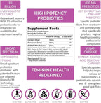 Biom Complete Feminine Balance Women's Daily Probiotics + Prebiotics with Organic Cranberry & Pomegranate with Lactobacillus crispatus, Gluten &, Dairy-Free. 30 Servings
