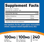 Nutricost Caffeine with L-Theanine, 100mg of Each, 240 Capsules, 240 Servings - Non-GMO and Gluten Free