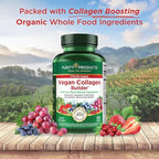 Purity Products Vegan Collagen Builder - Organic Whole Foods Fruits + Veg, Silica, Lutein, Vitamin C, Biotin, Grape Seed - Amino Acids Glycine, Lysine + Proline Collagen Boosters - 90 Tablets