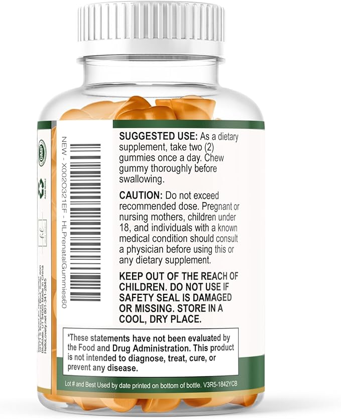 Prenatal Vitamins for Women – Complete Pregnancy Multivitamin - Folic Acid, Omega 3 DHA, Choline, Vitamin D – Essential Support for Mom's & Baby Brain Development - Tasty Orange Flavor - 60 Gummies