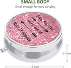 Nipichsha Pill Box, Small Pill Case for Purse & Pocket, Cute Travel Medicine Organizer, Portable Medicine Container Holder to Hold Vitamins, Medication, Fish Oil & Supplement, Work Hard