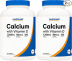 Nutricost Calcium with Vitamin D, 240 Tablets - Calcium (1200mg) Vitamin D (50mcg) Per Serving - Non-GMO, Gluten Free (Pack of 2)