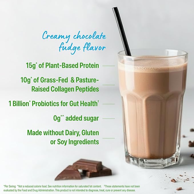 Orgain Protein Powder + Collagen, Creamy Chocolate Fudge - 25g of Protein, 10g Collagen Peptides, Type I & III, 1B CFU Probiotics, Supports Hair, Skin, Nail, Joint & Gut Health, Gluten Free - 1.6lb