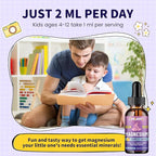 Kids Magnesium Liquid Drops-Magnesium Glycinate Liquid for Kids Supplement-w/L-theanine, Omega-3, Vitamin B6, D3 - for Sleep, Relaxation, Brain, Bones - Mango Flavor, 4 Fl Oz