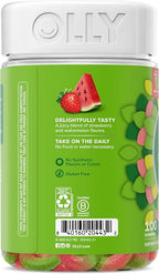 OLLY Fiber Gummy Rings, 5g FOS Prebiotic Fiber, Digestive Health Supplement,* Strawberry Watermelon Flavored, 50 Day Supply - 100 Count