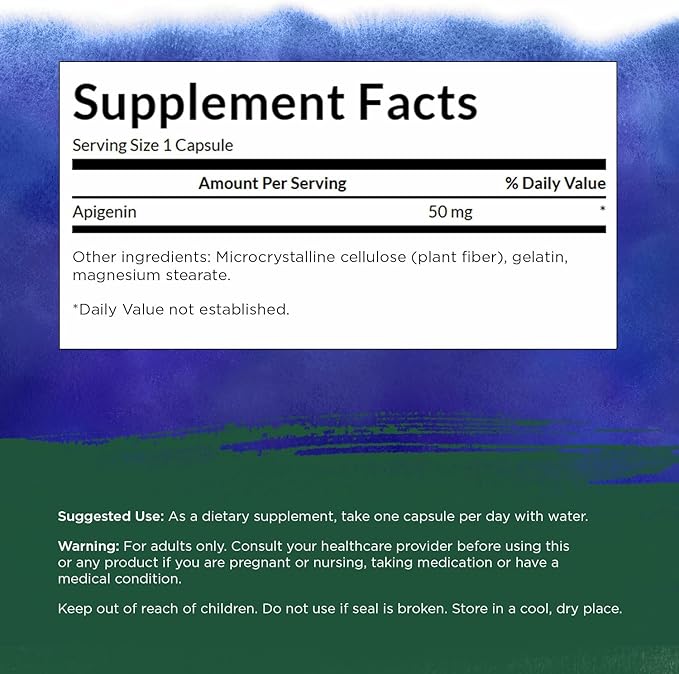 Swanson Apigenin Bioflavonoid Supplement for Adults Seeking Natural Sleep, Relaxation, and Stress Relief Support - 50 mg (90 Vegan Capsules, 3 Pack)