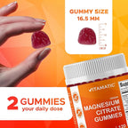 Vitamatic Magnesium Citrate Gummies 600mg per Serving - 240 Vegan Gummies - Natural Raspberry Flavor - High Absorption Magnesium Supplement - Supports Nerve, Bone and Muscle Health