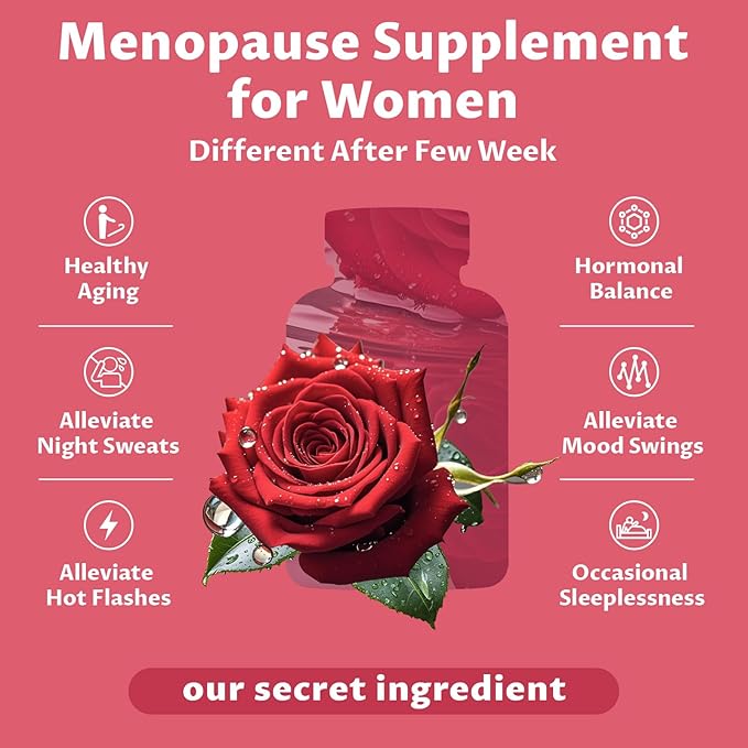 Menopause Supplements for Women, Support Hot Flashes & Night Sweats, with Black Cohosh, DIM & Evening Primrose, Hormonal Balance & Mood Support – 60 Capsules