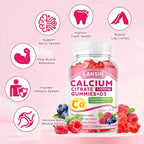 Calcium Citrate Gummies 1200mg with Vitamin D3 & K2 Supplements for Women & Men, High Absorption Calcium Gummies Plus Magnesium, Zinc for Strong Bones & Immune Support Mixed Berry Flavor, 2 Pack