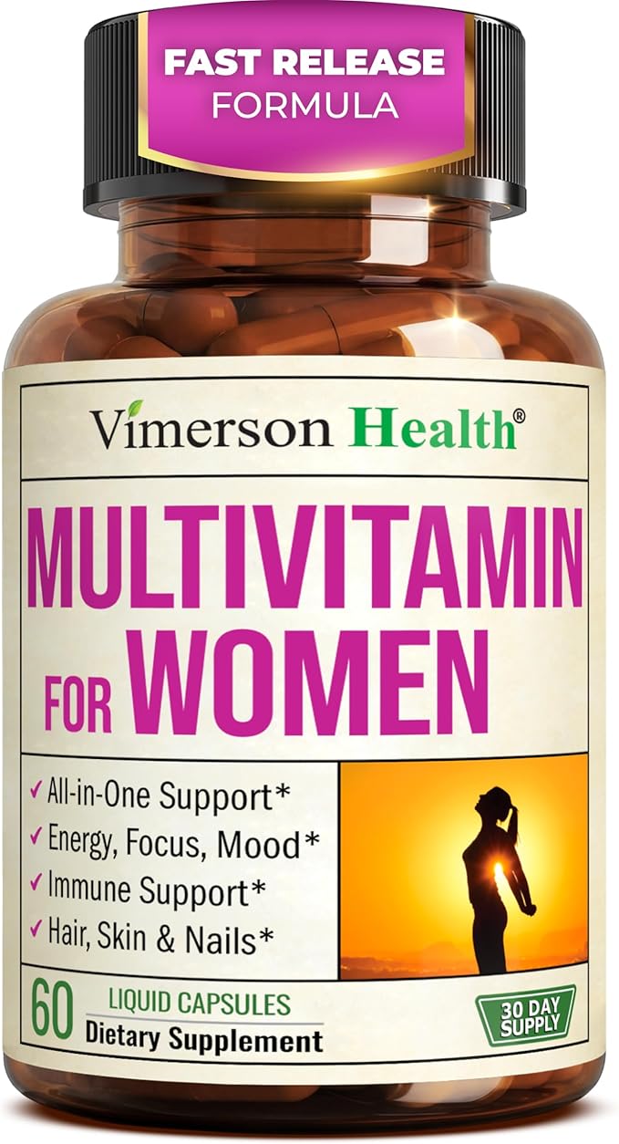 Multivitamin for Women with Vitamins and Minerals for Energy, Focus and Immune Health – Premium Daily Womens Multivitamins & Multiminerals – 60 Liquid Capsules