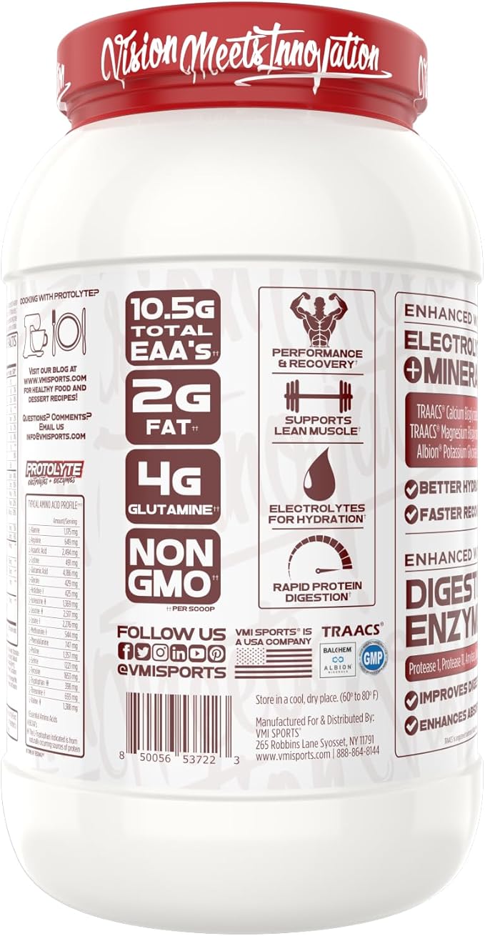 VMI Sports | ProtoLyte Whey Isolate Protein Powder | Low Calorie Whey for Weight Loss and Muscle Gain | Digestive Enzymes | Non-GMO (1.6 lb, Chocolate Covered Strawberries)
