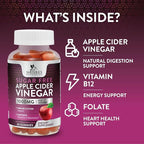 Apple Cider Vinegar Gummies for Weight Loss, Zero Sugar - Apple Cider Vinegar Powder 1000mg Per Serving - Vegan Apple Cider Vinegar Gummy for Detox & Cleanse - Sugar Free ACV Supplement - 60 Gummies