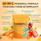 Tanning Gummies with Astaxanthin for Women and Men | Sunless Tanning Supplement with Beta Carotene, Lycopene, Collagen & Vitamins | Skin Radiance & Hydration | Vegan & Sugar Free - 120 Count