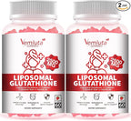 2 Packs 2500MG Liposomal Glutathione Gummies, 2X Absorption Liposomal Glutathione for Women-Complex L-Cysteine, Antioxidant, Skin & Liver Support, Strawberry Flavor, 120 Count