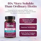 Purity Products MyBiotin ProClinical – Thicker Hair Starting in 3 Weeks & Fights Wrinkles - MB40X Patented Biotin Vitamin B7 Matrix w/Astaxanthin - 40X More Soluble vs Ordinary Biotin, 30 Veg Capsules