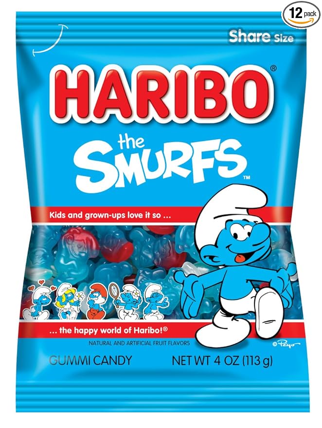 HARIBO Gummi Candy, Smurfs, 4 oz. Bag (Pack of 12)