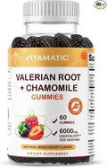 Vitamatic Valerian Root & Chamomile Gummies – Plant-Based Botanical Extract – Mixed Berry Flavor – Vegan, Non-GMO, Gluten-Free – Herbal Supplement – 60 Count