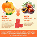 Pumpkin Seed Oil Supplement Gummies with Saw Palmetto for Hair Growth & Skin Health Support, High Pure Extract for Women & Men Extra Strength Pumpkin Seed, Strawberry Flavor, 60 Count