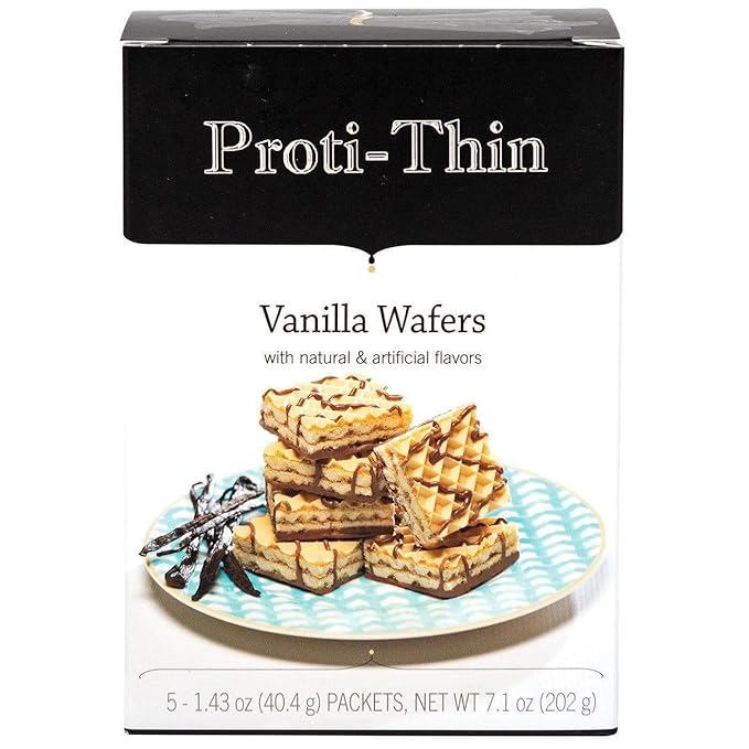 Proti-Thin High Protein Vanilla Wafer Squares, 15g Protein, Low Calorie, Low Sugar, Aspartame Free, Diet Wafer Bars, Healthy Snack, 2 Wafers per Serving, 5 Count Box (6 Boxes - Save 10%)