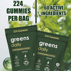 Greens Gummies - Organic Chlorella and Spirulina, Digestive & Gut Health, Formulated with 60+ Ingredients, Multi-Vitamins & Minerals, Daily Gummies, 224 Gummies Bear