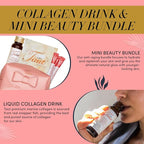 TAUT Premium Marine Collagen Drink 13,000mg Anti-Aging Formula, 24 Bottles (1.7oz Each) + Collagen Face Mask + 3 Powder Sachets Japan-Made Liquid Collagen for Skin, Hair & Joints