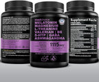 12-in-1 Melatonin Sleep Capsules - Natural Sleep Aids for Adults with Melatonin 5mg and Magnesium Glycinate 500mg, Sleep Aid with Ashwagandha, L Theanine, Valerian Root, GABA, 5-HTP (90ct, Pack of 2)