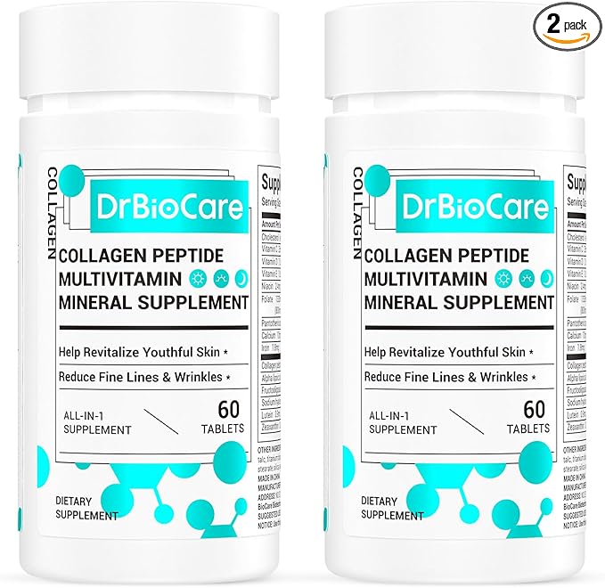DrBioCare Collagen Peptides for Women, Beauty Vitamin & Mineral Supplement,Contains Vitamin D3, Probiotics for Women & Collagen Peptides,Vitamin B Complex,Vitamin E 120 Tablets