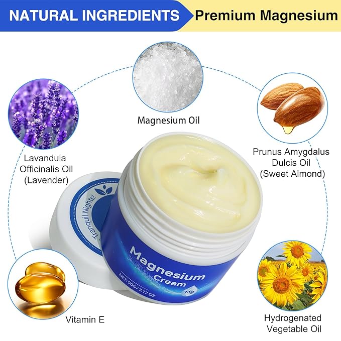 ReliCo Magnesium Cream - 2pcs Pure Magnesium Oil with Vitamin E, Magnesium Lotion for Men Women