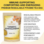 BREWIX, Turmeric Tea with Ashwagandha Root and Black Pepper (30 Plant Based Tea Bags) Caffeine-Free for Relaxation & Daily Stress Support | Herbal Tea For Health & Wellbeing | Supports Restful Sleep