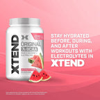Xtend Original BCAA Powder, 7g BCAAs and 2.5g L-Glutamine for Muscle Recovery Hydration and Lean Muscle, Sugar Free Intra and Post Workout Drink with Electrolytes, Watermelon Explosion, 90 Servings