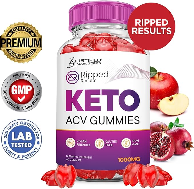 Justified Laboratories (2 Pack Ripped Results Keto ACV Gummies Advanced Formula 1000MG Ripped Results Formulated with Pomegranate Beet Juice Powder B12 Vegan Non GMO 120 Gummys