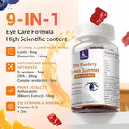 JulyDeer 2 Packs Lutein and Zeaxanthin Gummies Supplements Support Eye Health, 9 in 1 with 8mg Lutein & 1.6mg Zeaxanthin, Eye Support | Non-GMO, Vegan | Sweet Orange Flavor | 120 Gummies