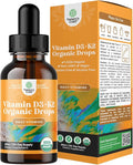Natures Craft Liquid Vitamin D3 with K2 for Adults - Organic Drops 2000IU per Serving Vegan Bone Muscle Heart & Immune Support MCT Oil Enhanced Absorption - 2Fl Oz (Pack of 1)