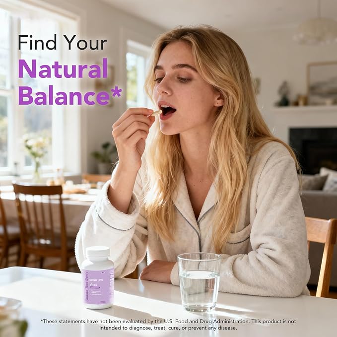 Premom Vitex Chaste Tree Berry: 1000mg Vitex Chasteberry Supplement Supports Hormone Balance & Fertility Supports Menstrual Cycle Regularity PMS Support Supplement for Women Vegan Non-GMOs