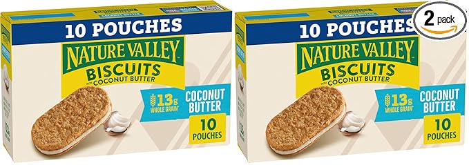 Nature Valley Biscuit Sandwiches, Coconut Butter, Snack Bars, 13.5 oz,10 Count (Pack of 2)