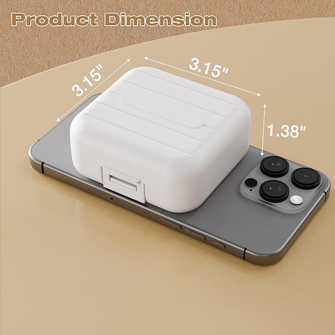 Small Travel Pill Box, Double Layer 7-Compartments Pill Organizer, 3.1" x 3.1" x 1.4" Portable Weekly Pill Case Container for Pocket, 7 Day Compact Medicine Holder for Vitamins, Fish Oils White