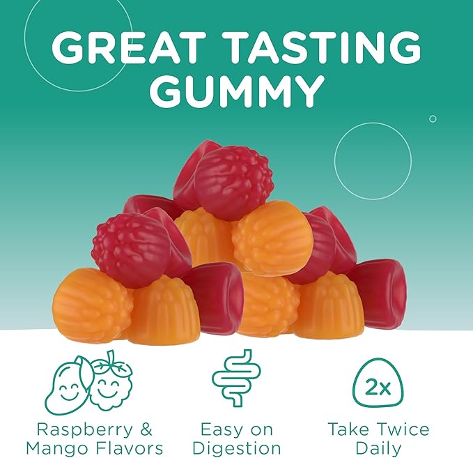 Chapter One Magnesium Gummies, Great Tasting Magnesium for Kids, Calm Kids Magnesium, Magnesium Gummies for Women and Men, Raspberry and Mango Flavored, Certified Kosher, (60 Flavored Gummies)