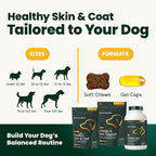VetriScience Healthy Skin & Coat Chews, Derma Strength Omega-3 Salmon Oil Supplement for Dogs, Omega Skin and Coat Chews, Skin Health, Coat Growth, Veggie, 70 Count