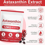 Astaxanthin Supplements,12mg Astaxanthin Natural Anti-Aging Formula - Supports Eyes, Joint, Internal Circulation & Skin Health, Non-GMO Non-Gluten
