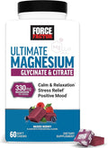 Force Factor Ultimate Magnesium Supplement, 330mg Magnesium Glycinate & Magnesium Citrate, Like Magnesium Gummies, Support Calm, Relaxation, Vegan & Gluten Free, Mixed Berry Flavor, 60 Soft Chews