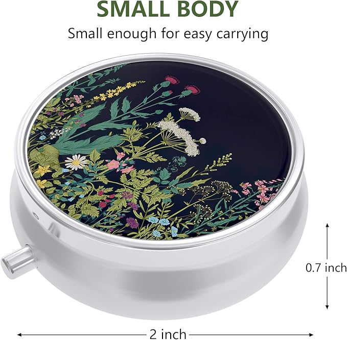 Nipichsha Pill Box, Small Pill Case for Purse & Pocket, Cute Travel Medicine Organizer, Portable Medicine Container Holder to Hold Vitamins, Medication, Fish Oil & Supplement, Dandelion